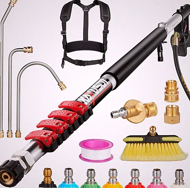24FT Pressure Washer Pole 4000PSI High Reach Gutter Fence Patio Clean