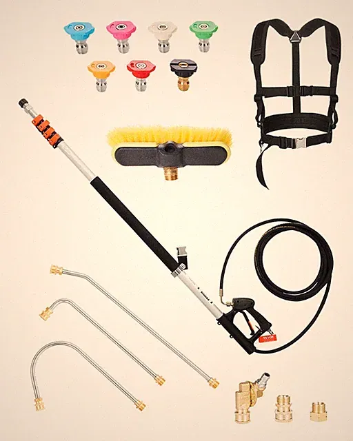24FT Pressure Washer Telescoping Extension Wand 4000psi Spray w/Gutter Cleaner