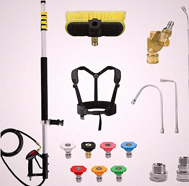 24FT Telescoping Pressure Washer Extension Wand with Brush Head, 2 Power Washer