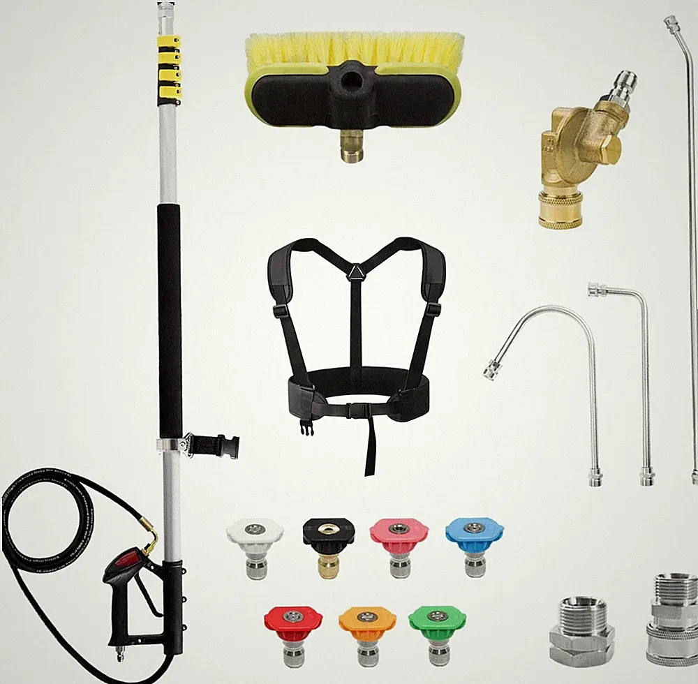 24FT Telescoping Pressure Washer Extension Wand with Brush Head, 2 Power Washer