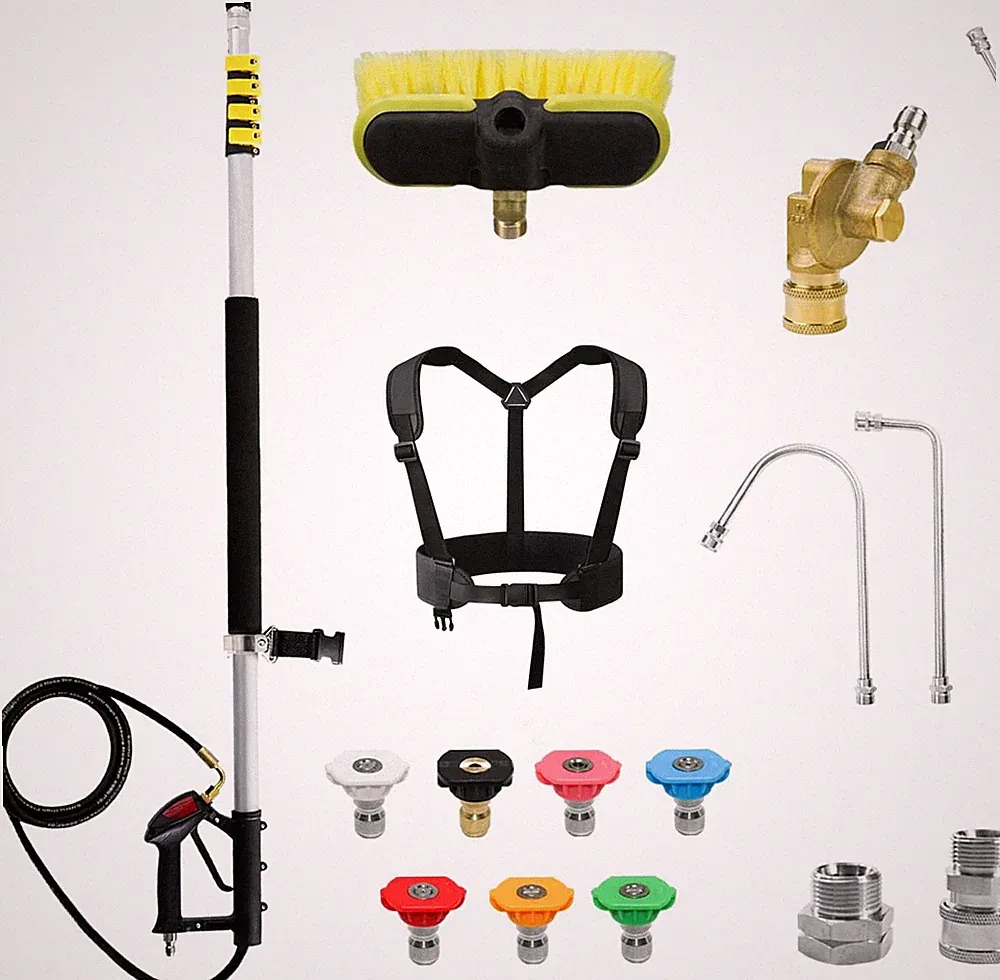 24FT Telescoping Pressure Washer Extension Wand with Brush Head, 2 Power Washer