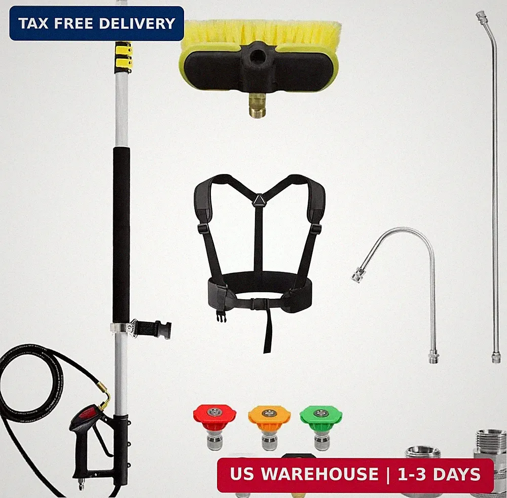 24FT Telescoping Pressure Washer Extension Wand with Brush Head,Power Washer Ext