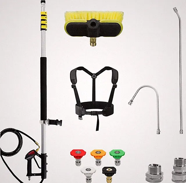 24FT Telescoping Pressure Washer Extension Wand with Brush Head,Power Washer Ext
