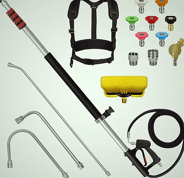 24FT Telescoping Pressure Washer Wand Kit - 2 Extension Poles, Gutter Cleaner, B