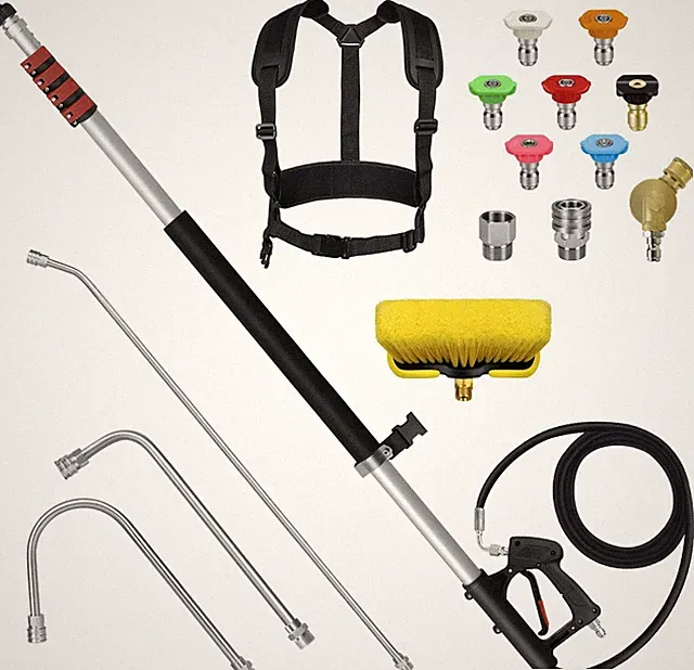 24FT Telescoping Pressure Washer Wand Kit - 2 Extension Poles, Gutter Cleaner, B