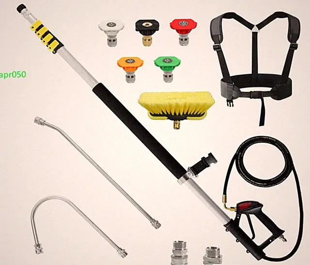 24FT Telescoping Pressure Washer Wand Kit w/Gutter Cleaner & 5 Nozzle Tips