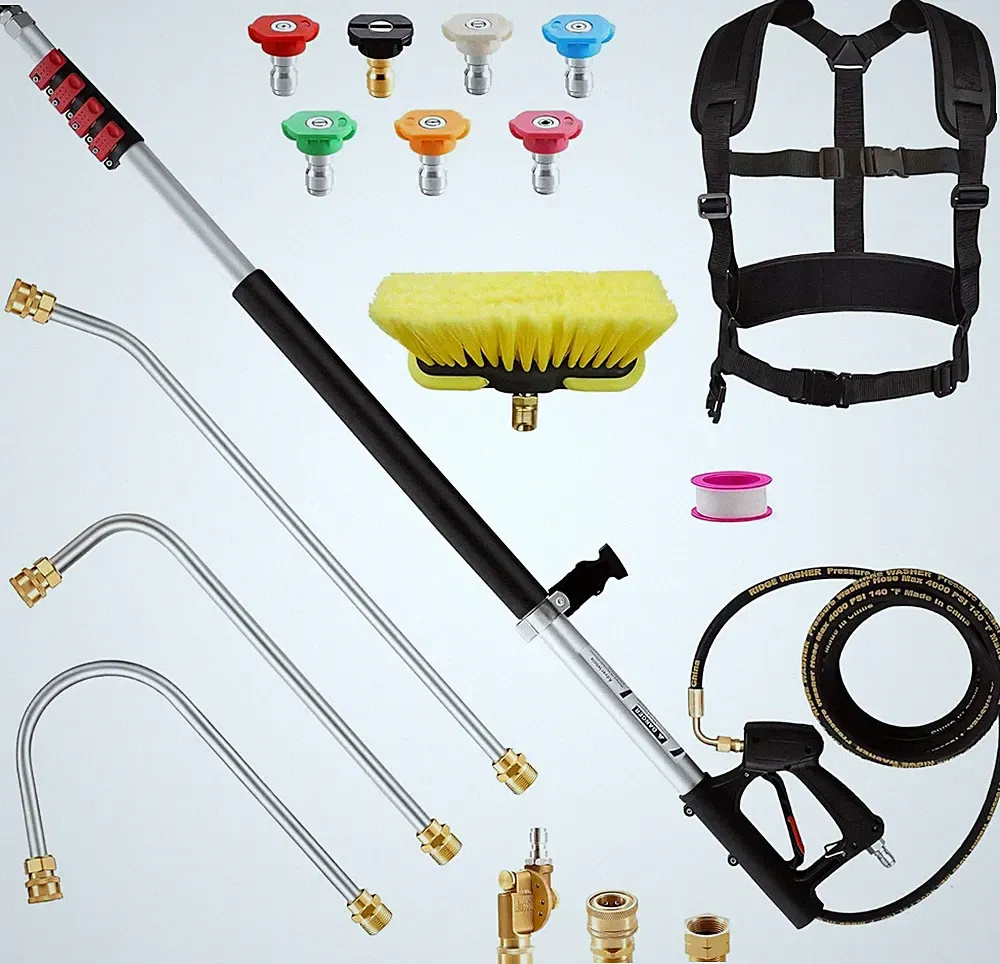 24FT Telescoping Pressure Washer Wand w/ Brush & 7 Nozzle Tips