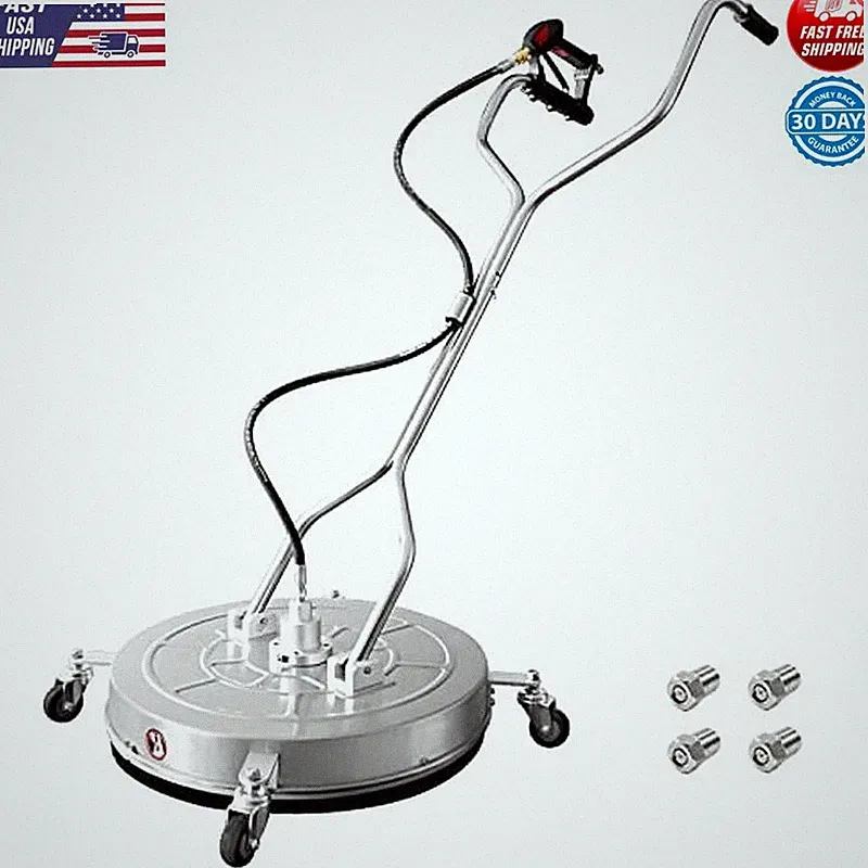 24In Pressure Washer Surface Cleaner 4 Wheel Dual Handle Stainless Steel Nozzles