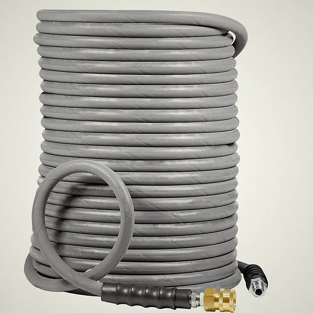 25-125ft Pressure Washer Hose 4000 PSI Non-Marking Gray With Couplers 275F 3/8"