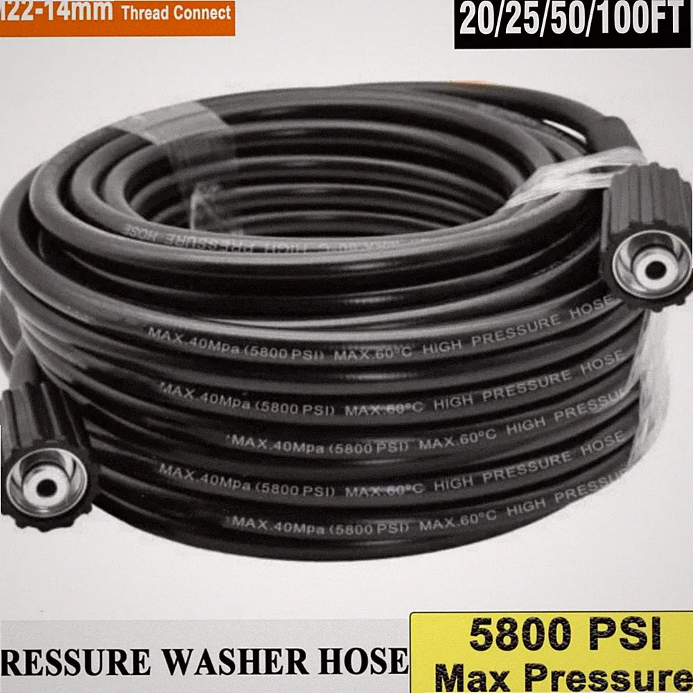 25/50/100ft 5800PSI High Pressure Washer Hose M22 Power Washer Extension Hose A