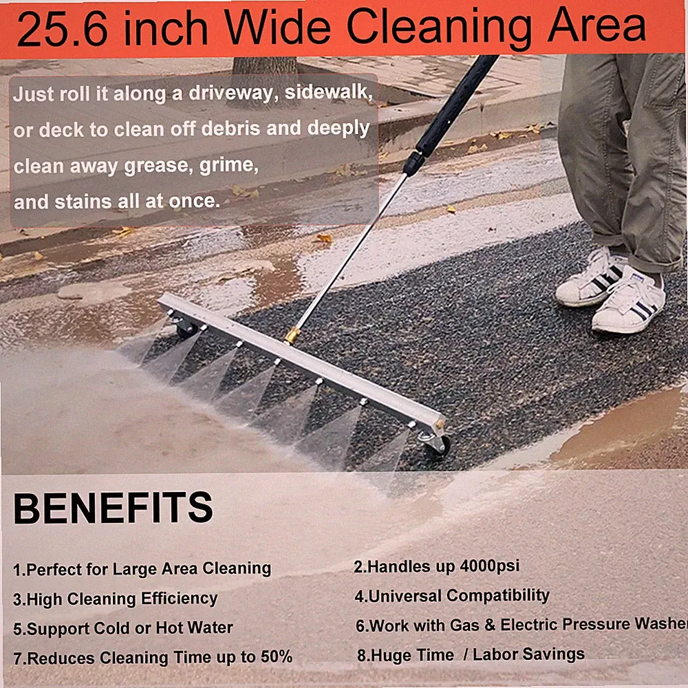 25.6" Pressure Power Washer Surface Cleaner Undercarriage Water Broom 4000PSI