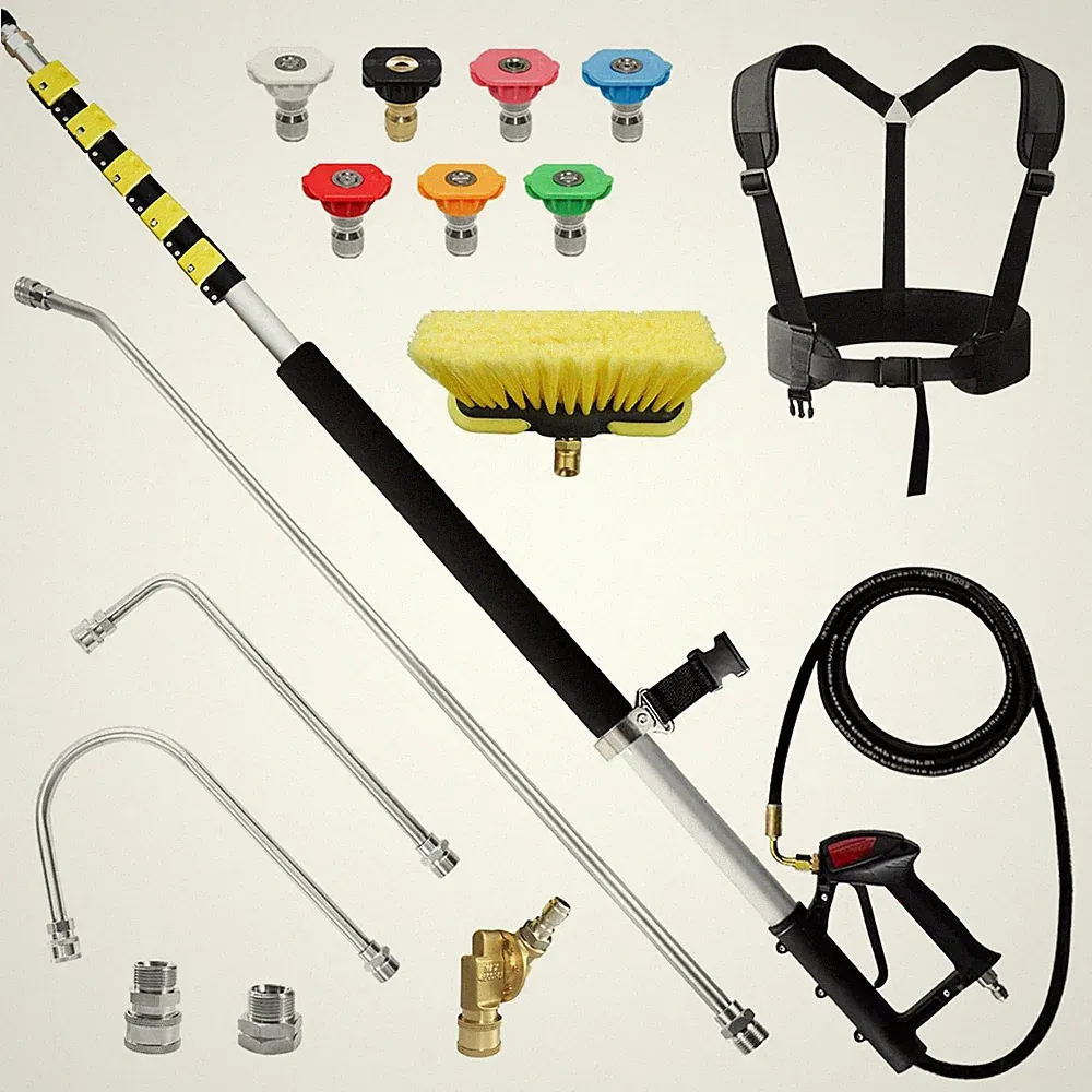 25 FT Pressure Washer Telescoping Wand with Power Washer Extension Wands, Bru...
