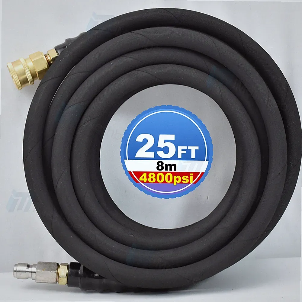 25' Pressure Washer Hose Extension Cable 4000 PSI 25 ft Length Gray 3/8" Coupler