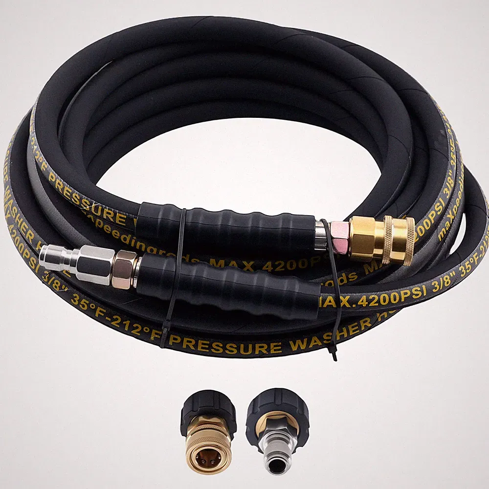 25ft 3/8" High Pressure Washer Hose 4200PSI Steel Wire Braided w/ Coupler