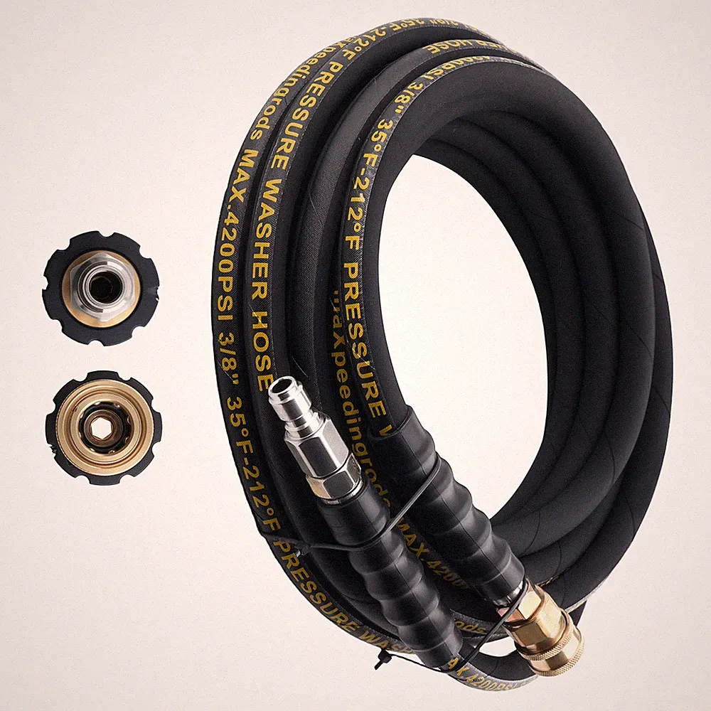 25ft 3/8" Power Pressure Washer Hose 4200PSI Steel Wire Braided w/ Coupler