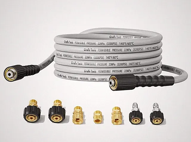 25FT 3200 PSI Pressure Washer Hose M22 to 3/8" Quick Connect Heavy Duty 7PCS