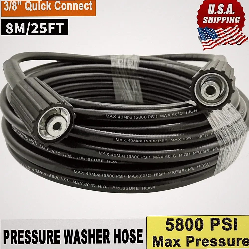 25ft. 5800 PSI High Pressure Washer Hose - M22 14mm Connector - Replacement Hose