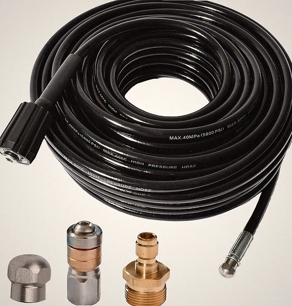 25FT 5800 PSI Pressure Washer Hose Jetter Nozzles Kit 1/8”NPT Sewer Drain Rotati