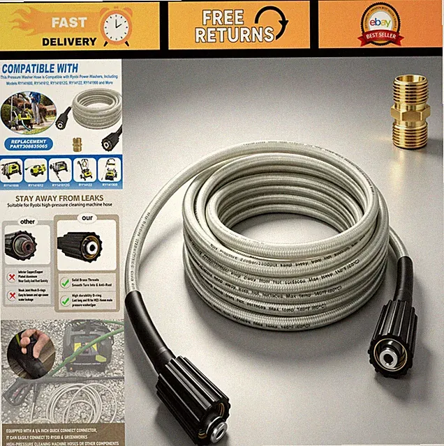 25ft Anti-Kink Pressure Washer Hose - Universal Replacement for Most Models