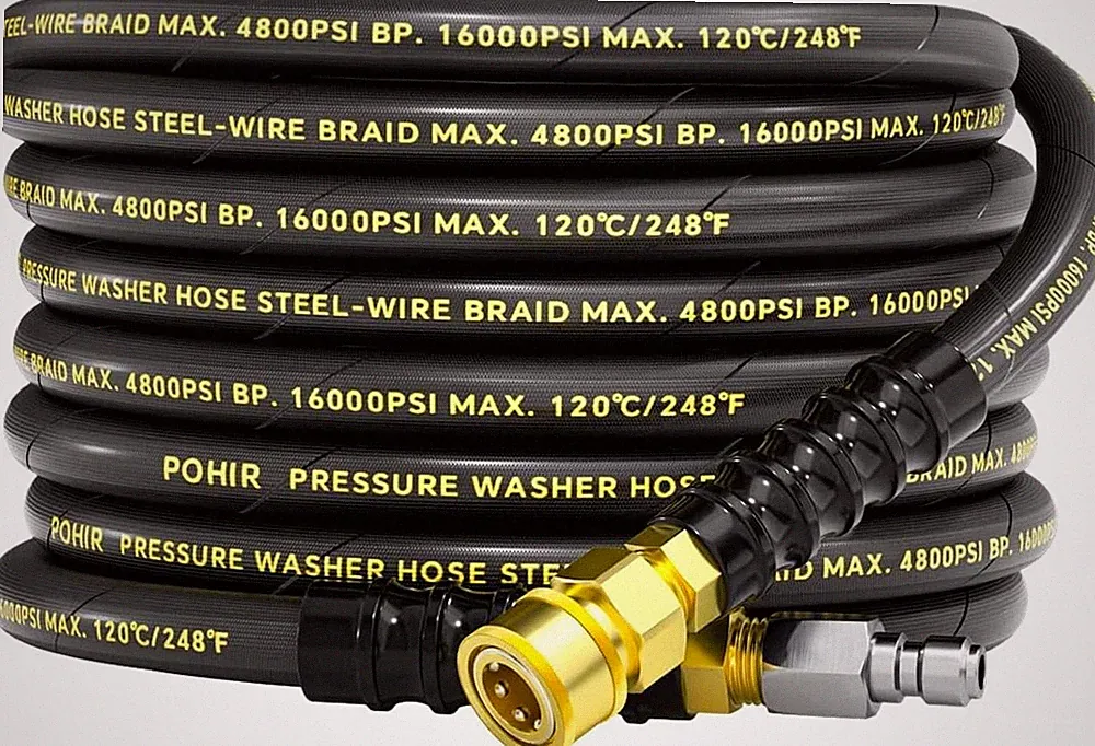 25FT Pressure Washer Hose 4800PSI 3/8" Kink Resistant Power Hose W/Quick Connect