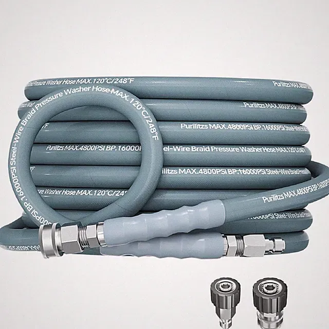 25ft Pressure Washer Hose 4800PSI, 3/8" Power Washing Hose Steel Wire Braided...