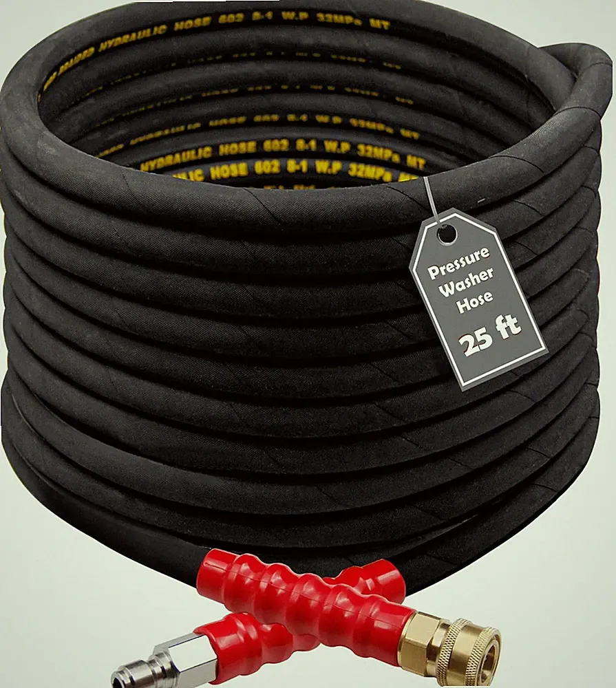 25FT Pressure Washer Hose with 3/8 Inch Quick Connect, High Tensile Wire Braided