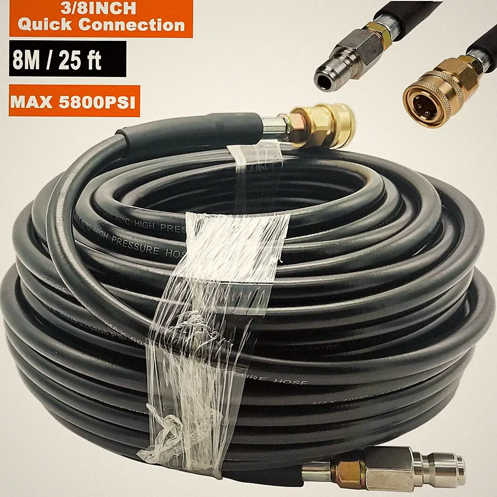 25ft Replacement/Extension Hose w/ 3/8 In QC Connection 5800PSI Pressure Washer