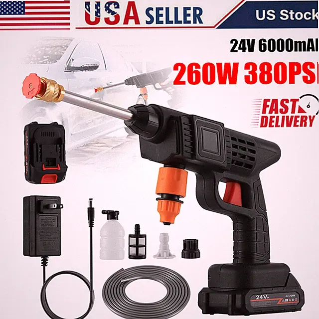 260W 380PSI Cordless Pressure Washer Gun Portable Car Wash Water Spray Cleaner