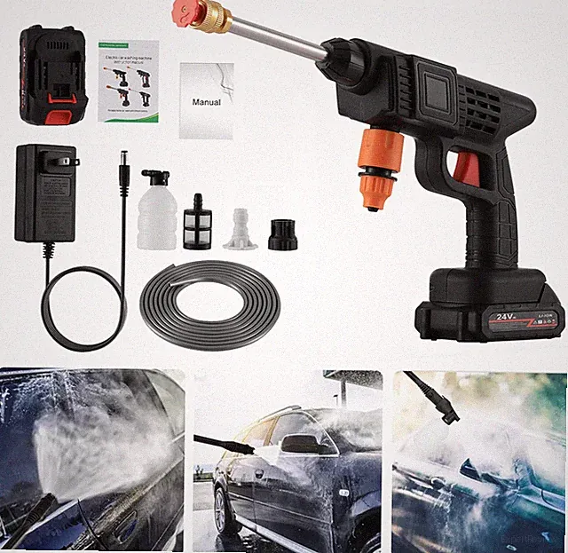 260W 6Ah Car Cordless Pressure Washer Kit Electric High Pressure Water Spray Gun