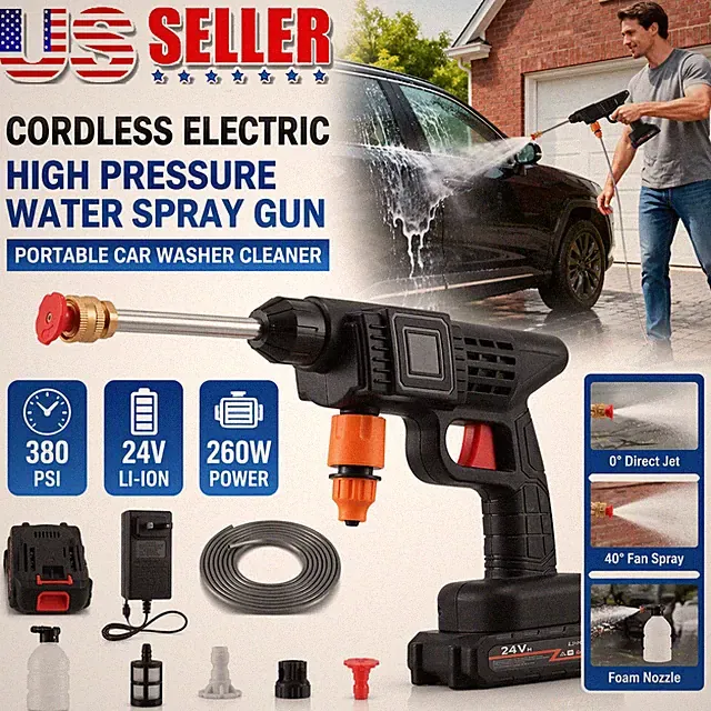 260W Cordless Electric High Pressure Water Spray Gun Portable Car Washer Cleaner
