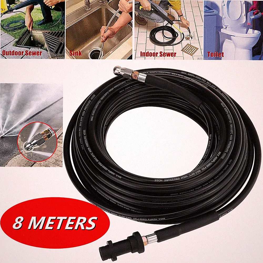 26ft High Pressure Washer Drain Jet Hose Sewer Cleaning Pipe For Karcher K2 - K7