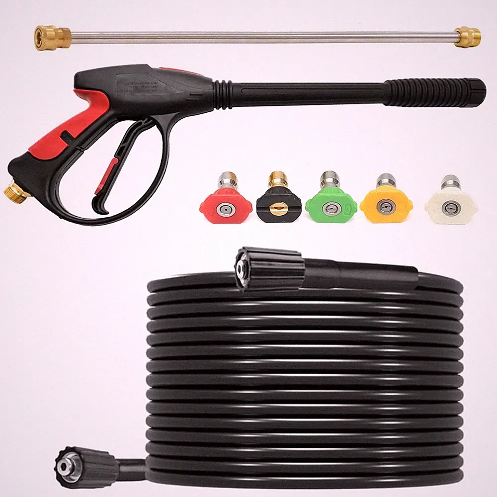 26FT Power Pressure Washer Hose and Gun and Extension Wand Kit for Gas & Elec...