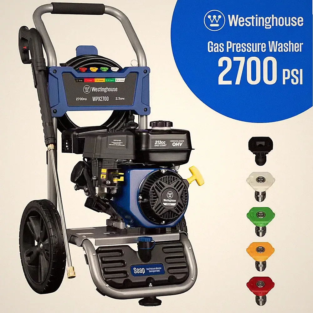 2700 PSI 2.3 GPM Gas Powered Axial Cam Pump Cold Water Pressure Washer with Soap