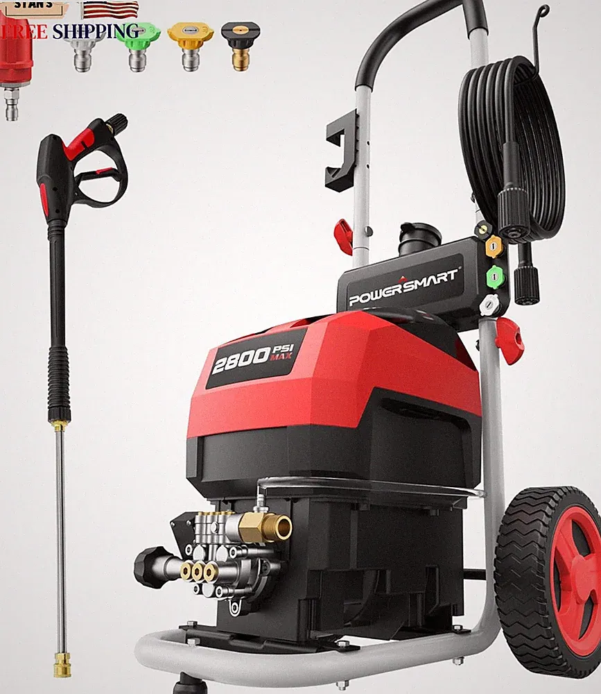 2800 PSI Electric Pressure Washer with Foam Tank & 5 Nozzles Portable Cleaner