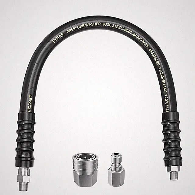 2ft Pressure Washer Whip Hose 4800 PSI 3/8in Steel Braided QuickConnect