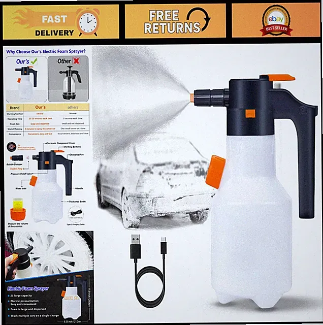 2L Electric Foam Sprayer - Pressurized Cleaner for Home, Garden & Car Detailing