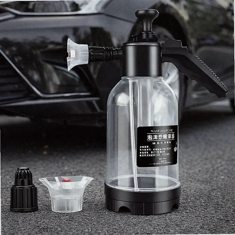 2L Hand Pump Foam Sprayer Snow Foam Cannon Car Wash Bottle w/ 3 Nozzles