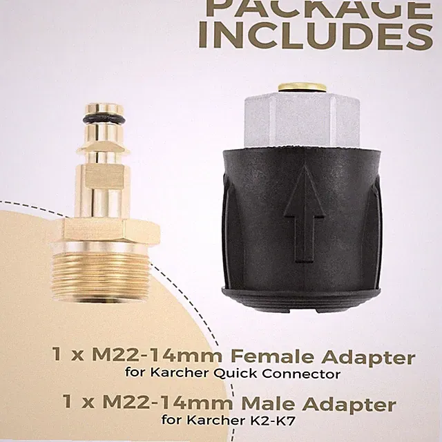 2Pack High Pressure Washer Adapter for Karcher K2-K7 M22 Washer Gun Convertor