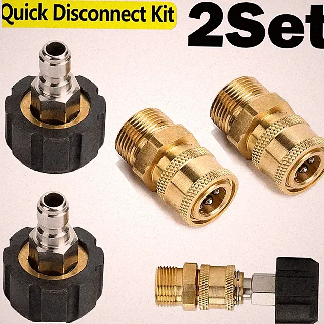 2Pairs Pressure Washer Hose Connector Adapter Quick M22 to 1/4" Gun to Wand US
