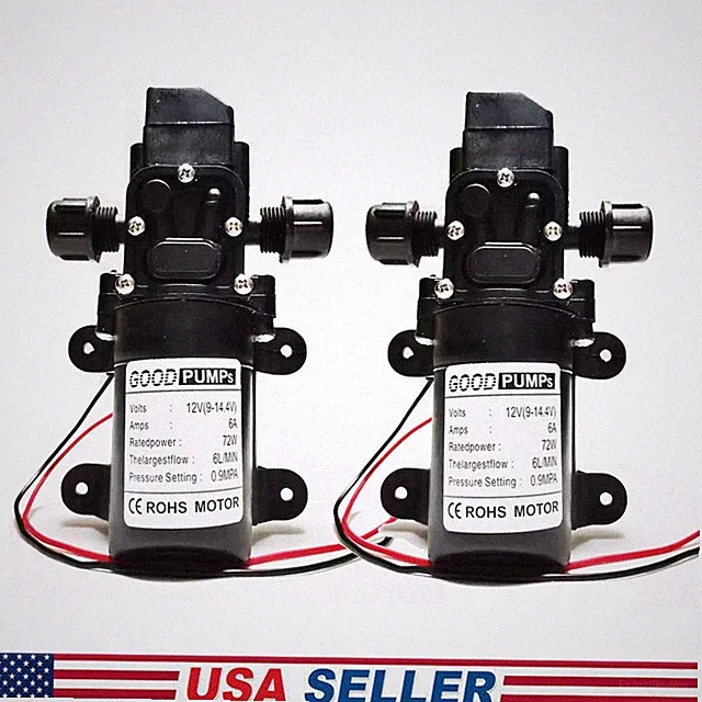2PC 12V Water Pump 130PSI Self Priming Diaphragm High Pressure Automatic Switch