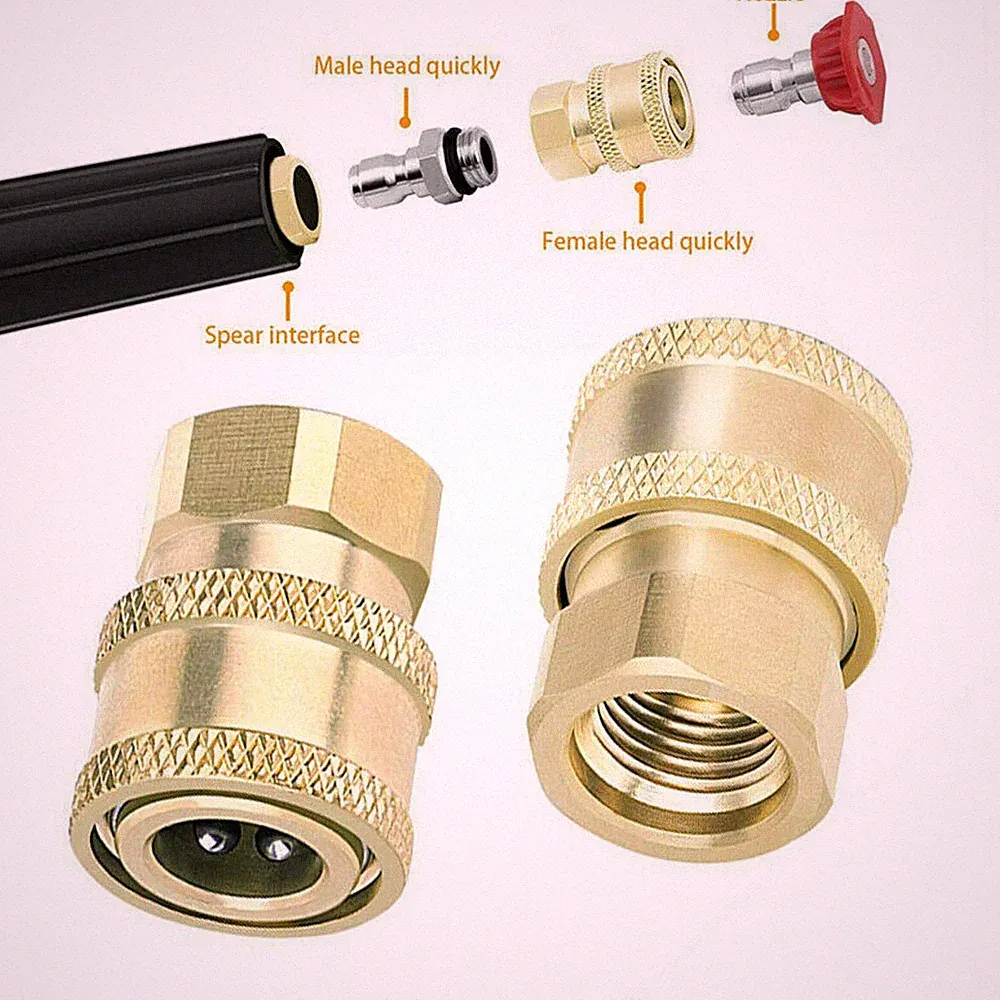 2PC Pressure Washer Coupler Brass Fittings 1/4 Inch Quick Connect To Female NPT