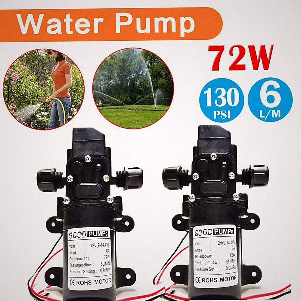 2PCS 12V Water Pump 130PSI Self Priming Diaphragm High Pressure Automatic Switch