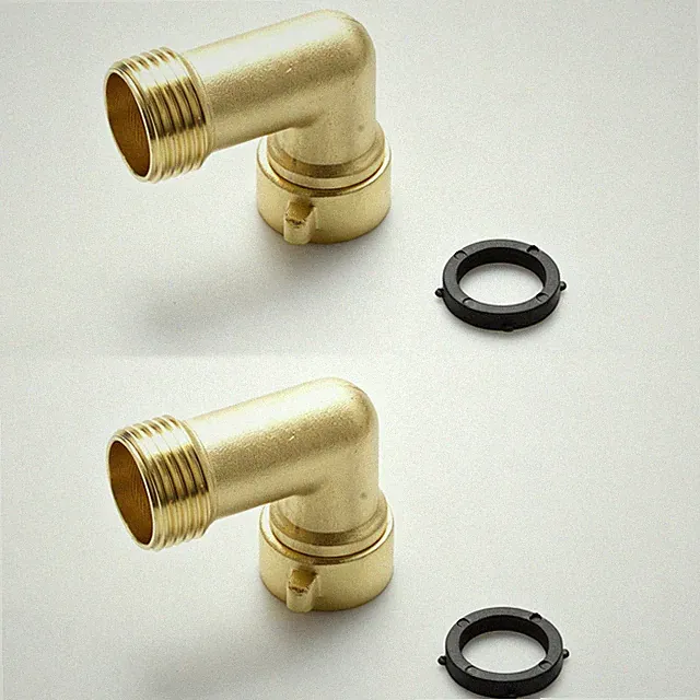 2pcs 90° Garden Hose Elbow Connector 3/4" Brass Washers for RV Camper Faucet