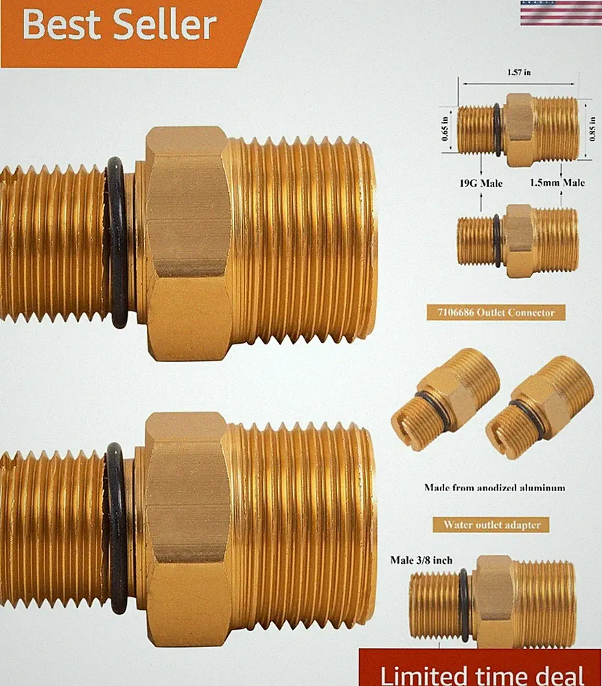 2PCS Aluminum Outlet Connector Kit for Gas Pressure Washer Pumps - 3/8" to M22