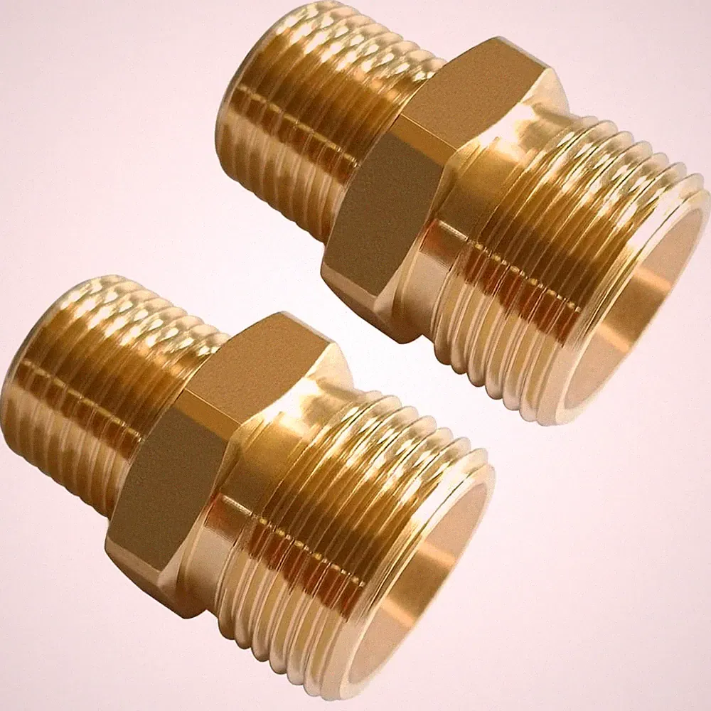 2PCS Brass Pressure Washer Coupler, M22-14mm Male, 3/8" NPT Male, 4500PSI, Hex