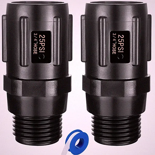 2pcs Garden Hose Pressure Regulator 25 PSI, 3/4" FHT × 2 Pack 25 Black