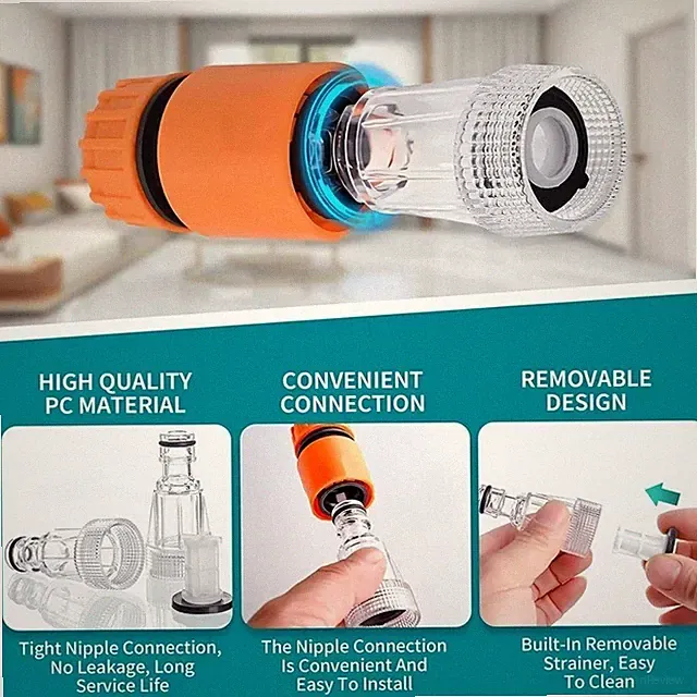 2PCS High-Pressure Car Clean Washer Water Filter Connection Fitting Tool Garden