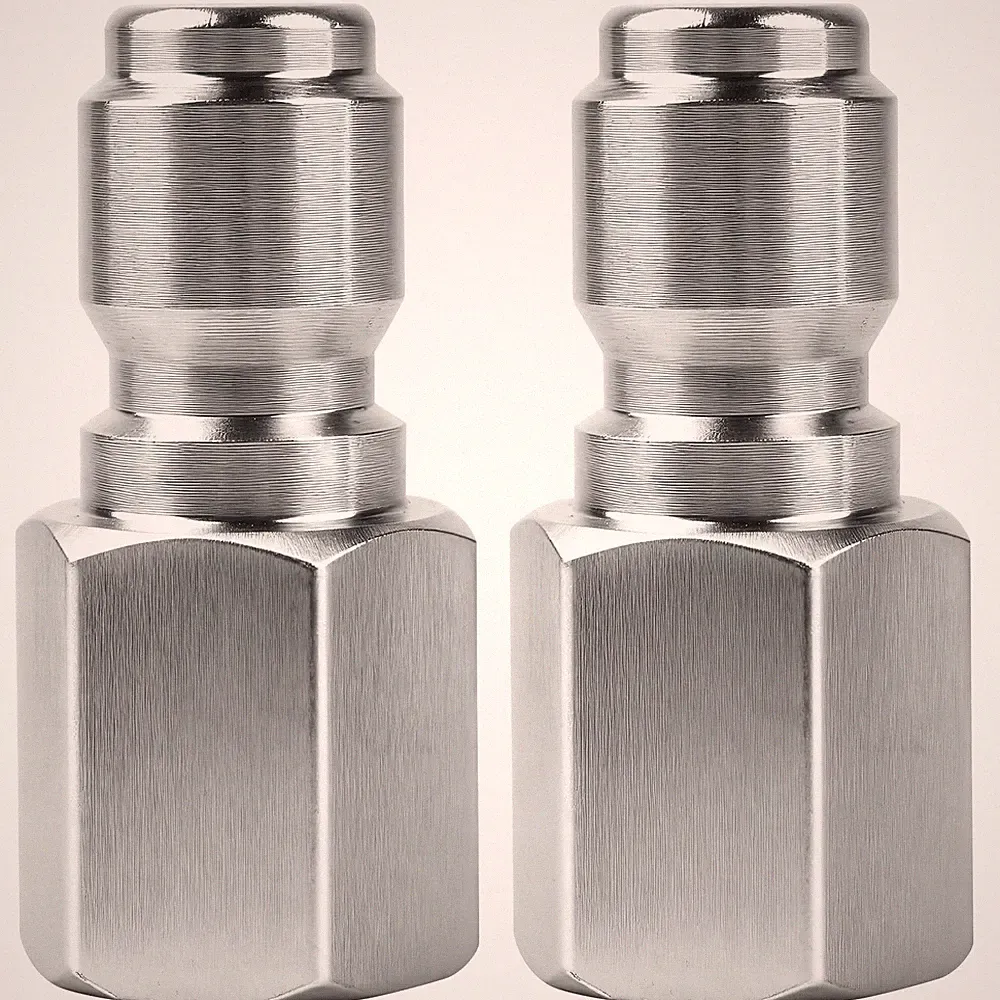 2Pcs Pressure Washer Coupler - 3/8 inch Male quick connect plug, Silver