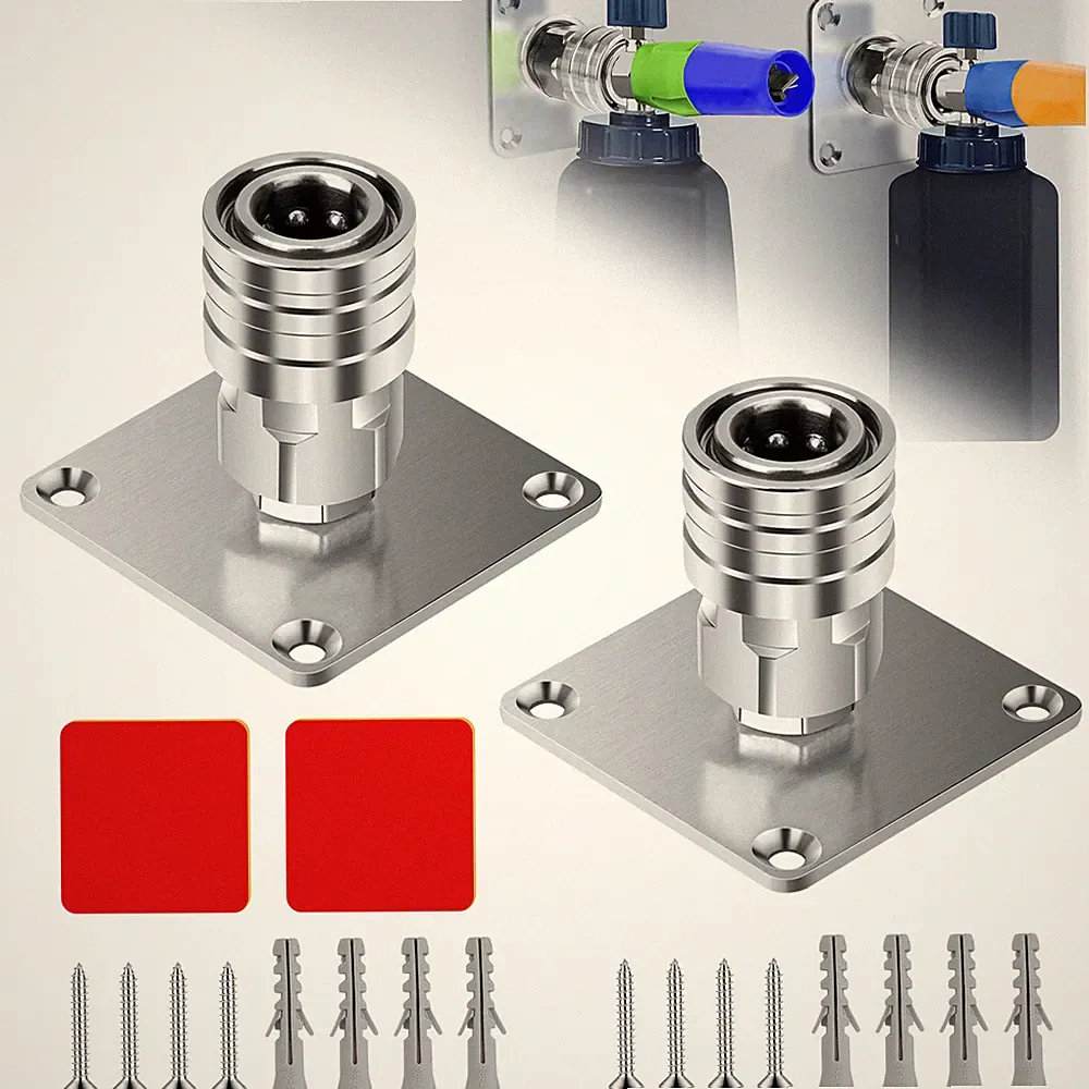 2x Foam Cannon Wall Holder Stainless Steel 1/4 Quick Connect for Pressure Washer