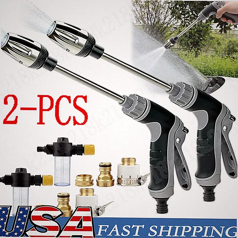 2X High Pressure Power Washer Water Spray Gun Nozzle Wand Attachment Garden Hose